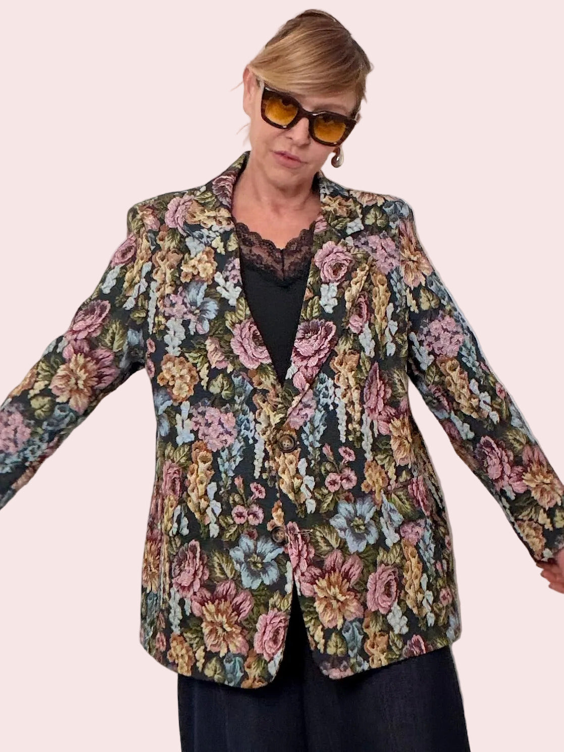 Giacca Over a Motivo Floreale