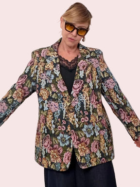 Giacca Over a Motivo Floreale