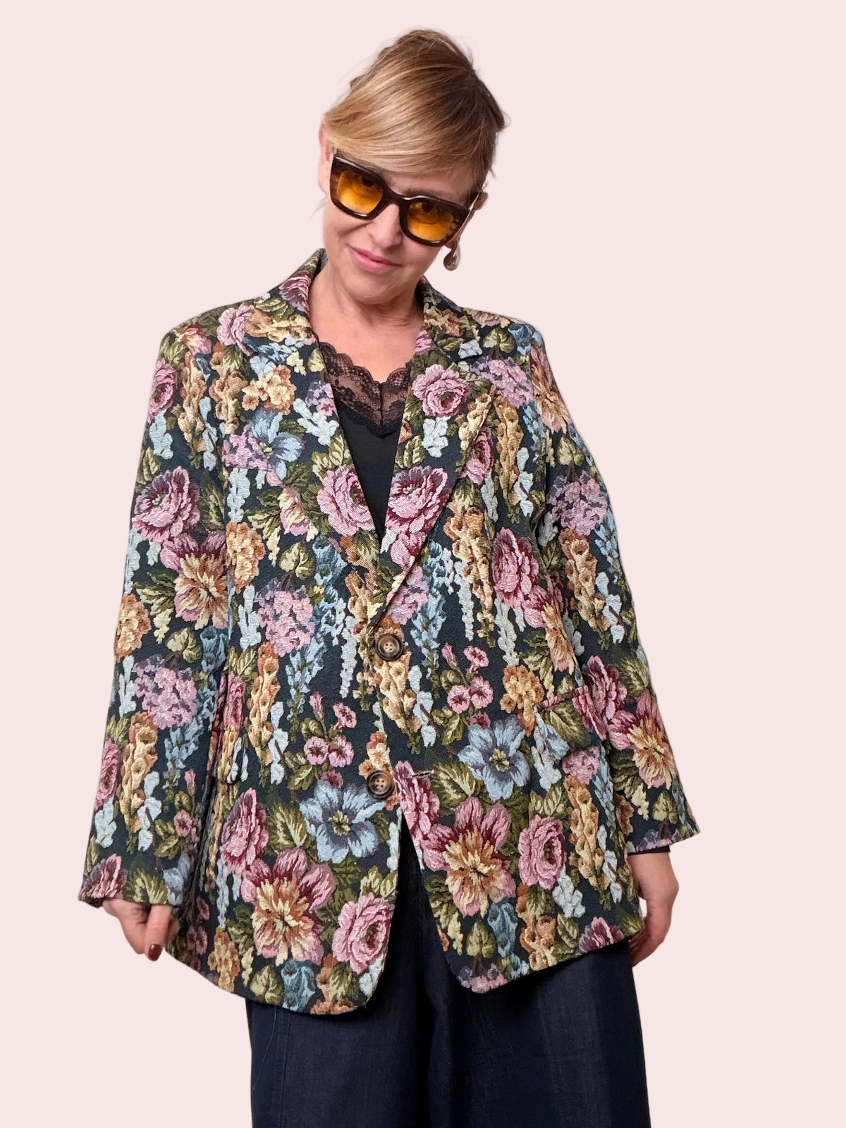 Giacca Over a Motivo Floreale