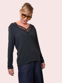 Maglia Over con Scollo in Pizzo