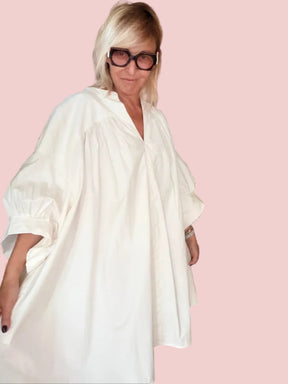 Abito oversize rosa maniche kimono