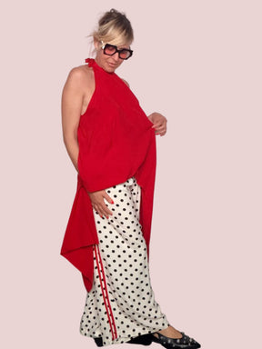 Camicione Halter Neck Maxi – Rosso / Avorio