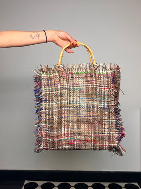Borsa Tweed Frange Bambù