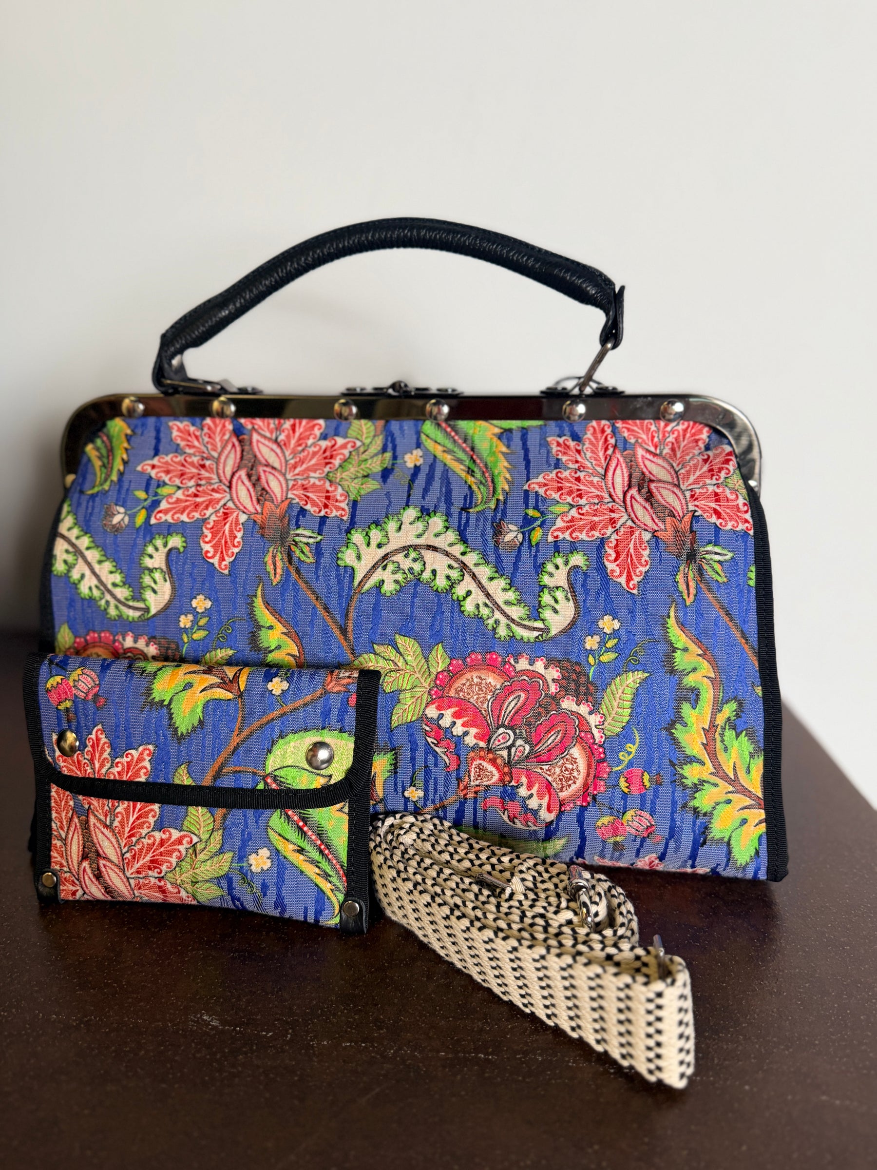 Doctor Bag Jacquard Floreale Blu – The Florentine Bag