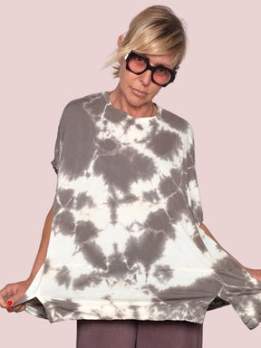 Maglia Tie-Dye Pipistrello – Grigio / Bianco