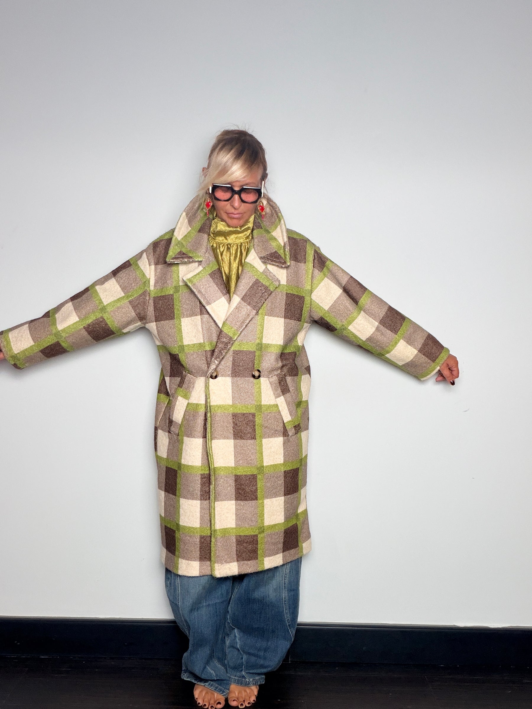 Cappotto Over Check Doppiopetto