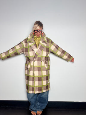 Cappotto Over Check Doppiopetto