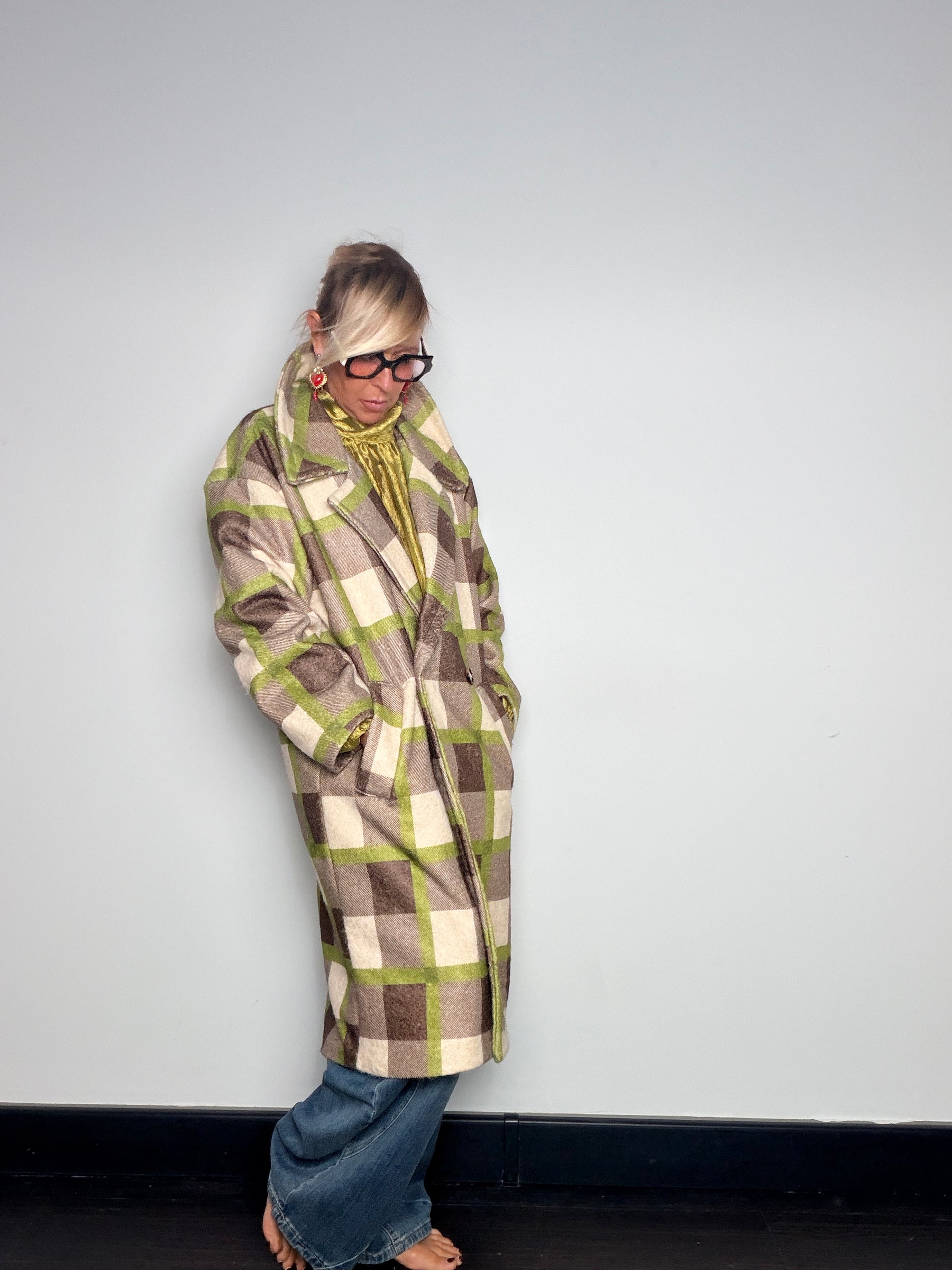 Cappotto Over Check Doppiopetto
