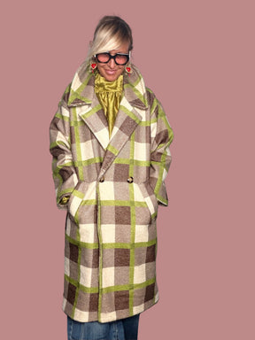 Cappotto Over Check Doppiopetto