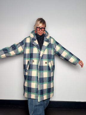 Cappotto Over Check Doppiopetto