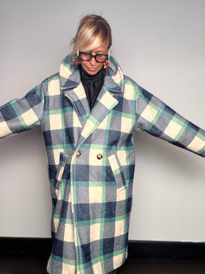 Cappotto Over Check Doppiopetto