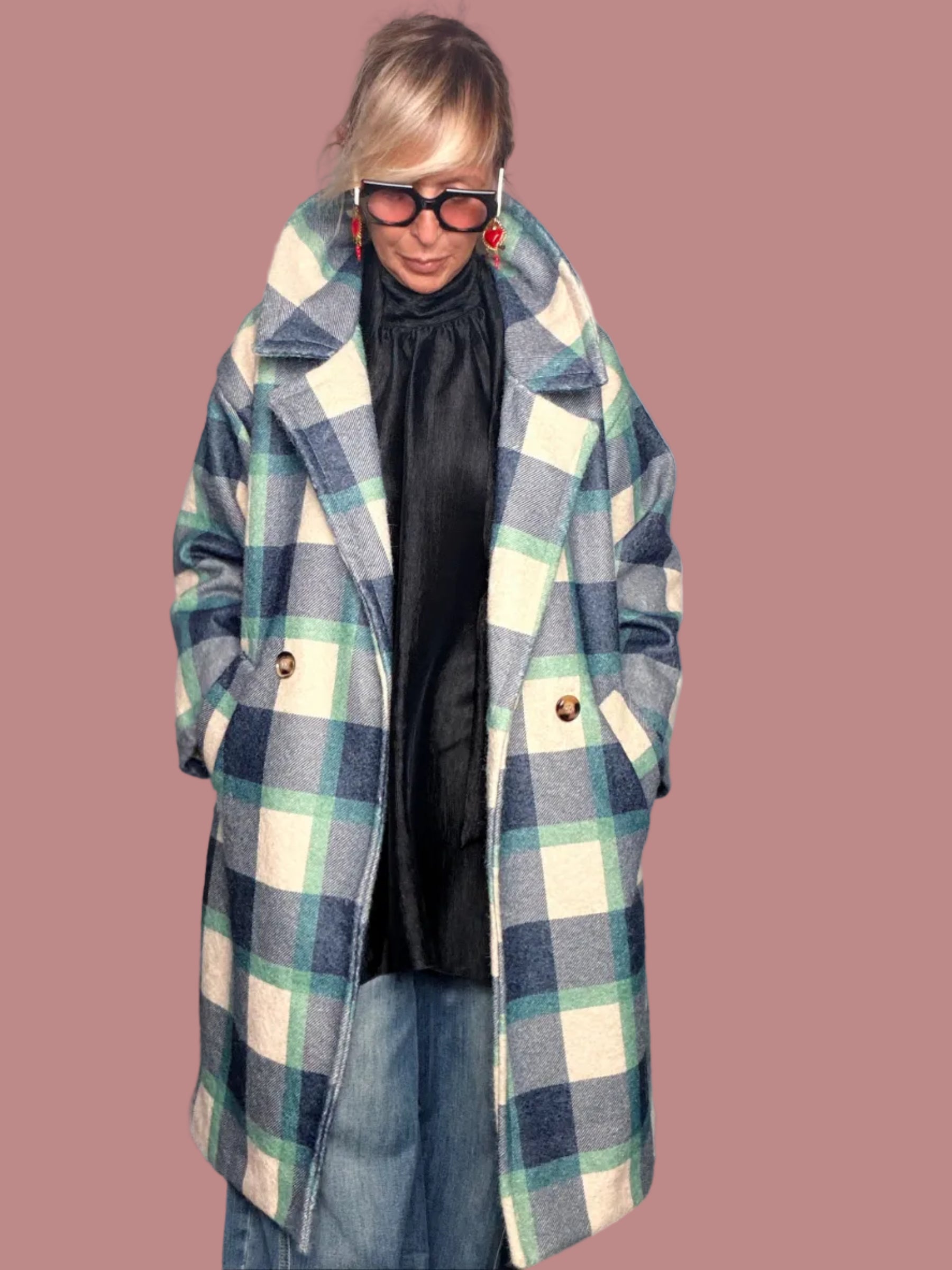 Cappotto Over Check Doppiopetto