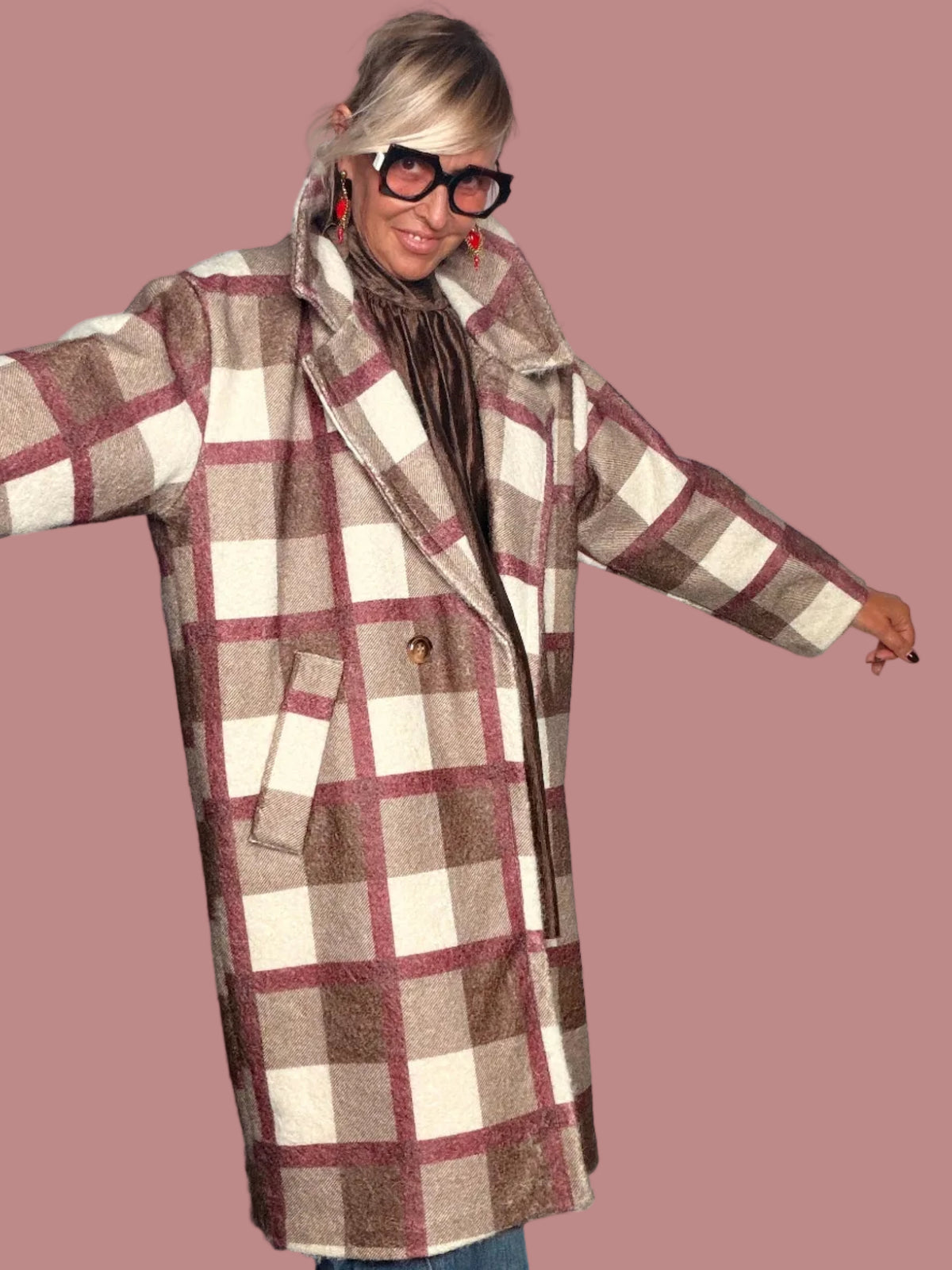 Cappotto Over Check Doppiopetto