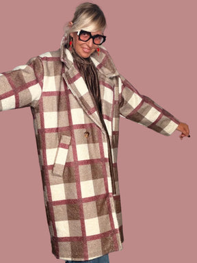 Cappotto Over Check Doppiopetto