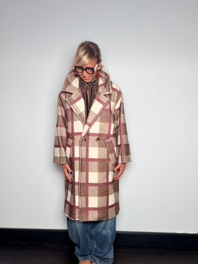 Cappotto Over Check Doppiopetto