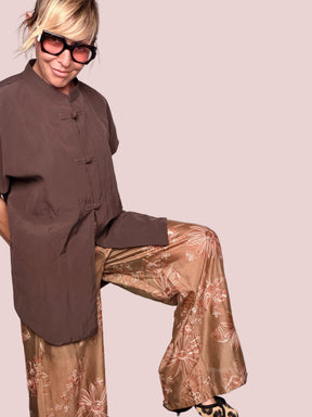 Pantalone Palazzo Organza Floreale – Bronzo