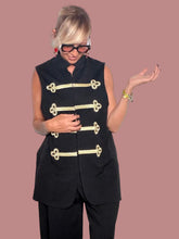 Gilet lungo in Punto Milano con Dettagli Oro