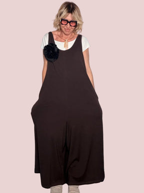 Tuta Salopette Cotone Over – Camel / Blu / Cioccolato