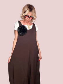 Tuta Salopette Cotone Over – Camel / Blu / Cioccolato