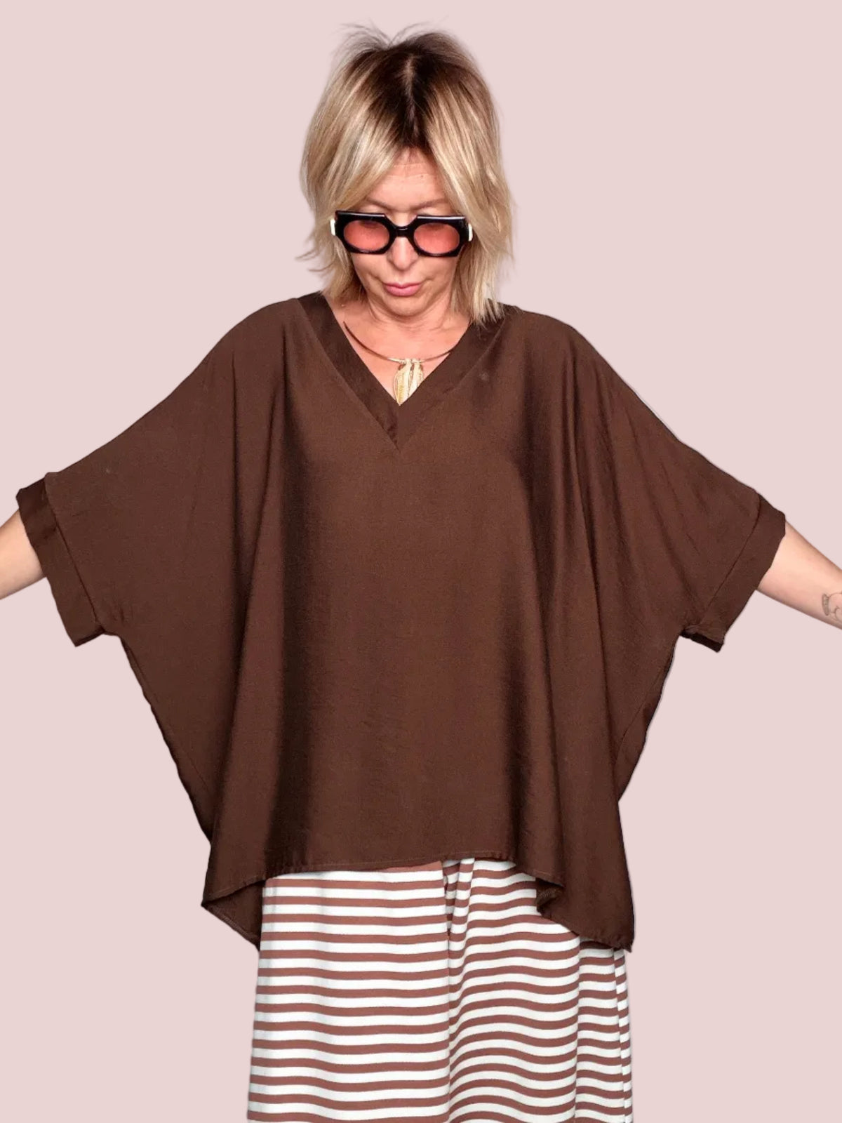 Camicia Oversize a V — Manica Pipistrello