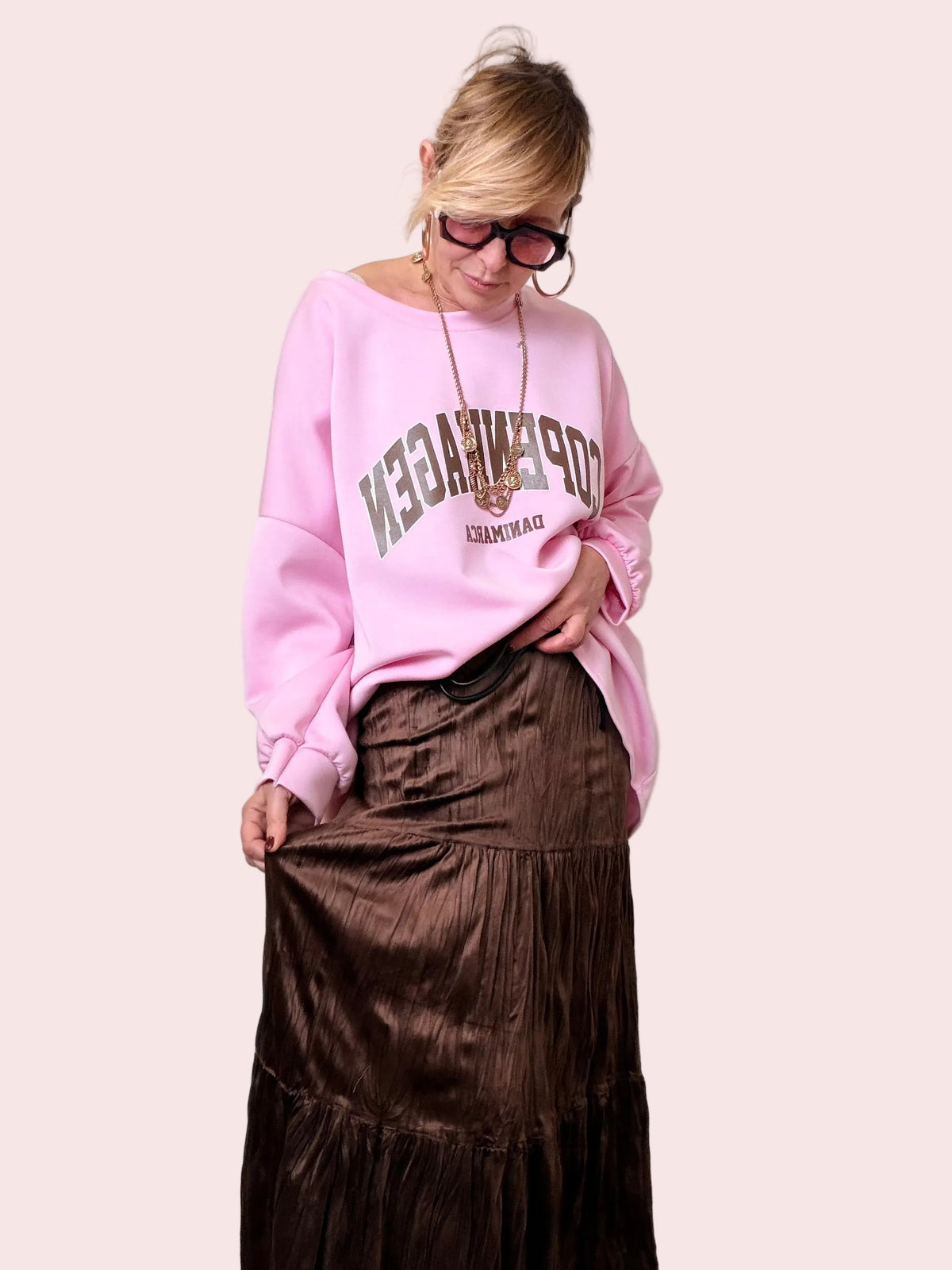 Gonna Lunga Morbida con Fondo Decorato