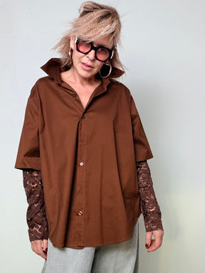 Camicia over con manica in pizzo