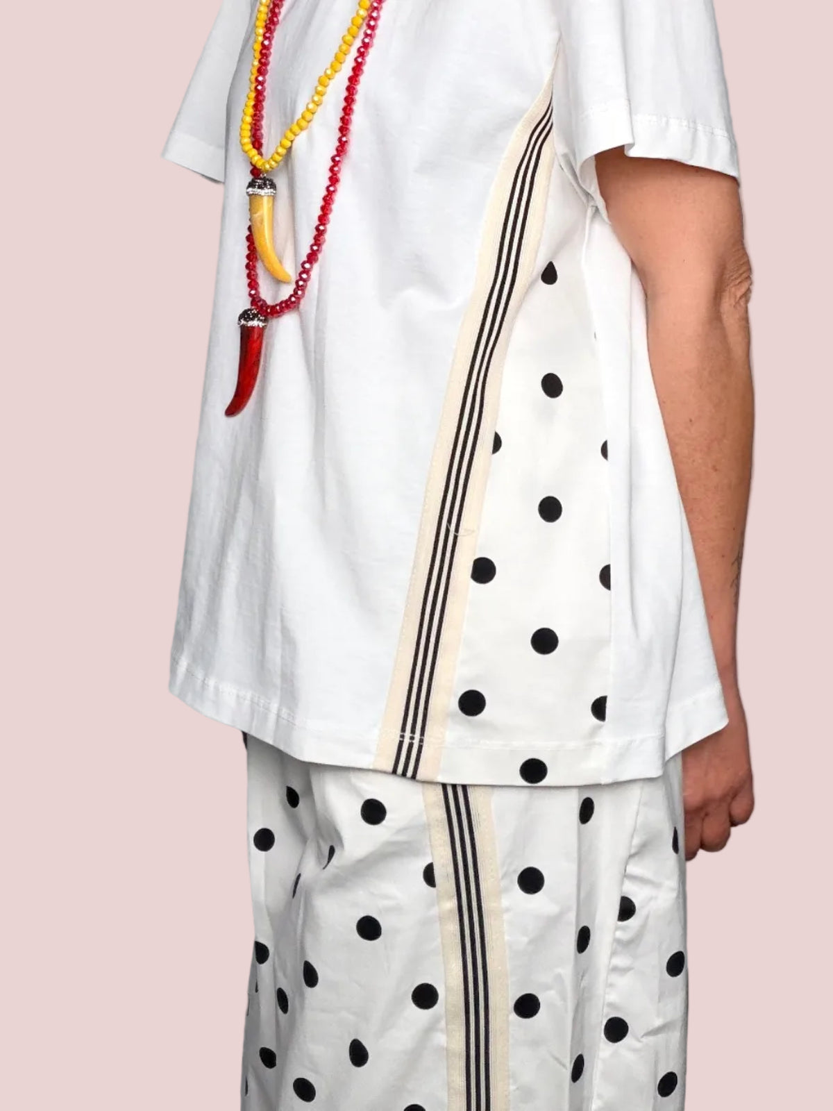 T-Shirt Pois Pannello Laterale