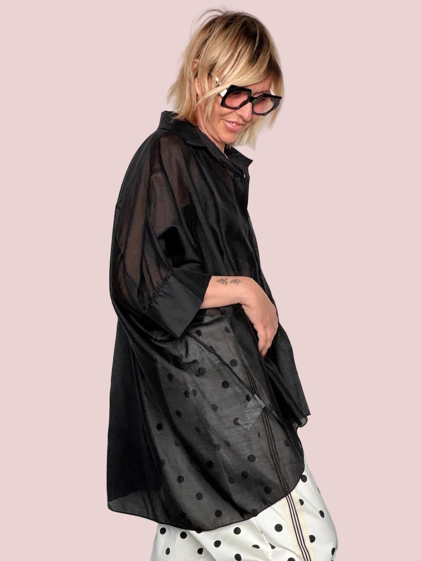 Camicia Oversize in Organza Semitrasparente