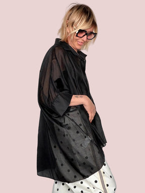 Camicia Oversize in Organza Semitrasparente