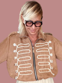 Bomber Effetto Camoscio Stile Militare