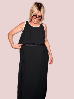 Abito Maxi Nero Plissé
