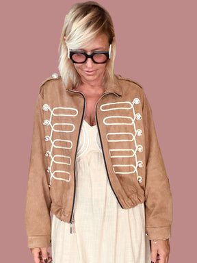 Bomber Effetto Camoscio Stile Militare