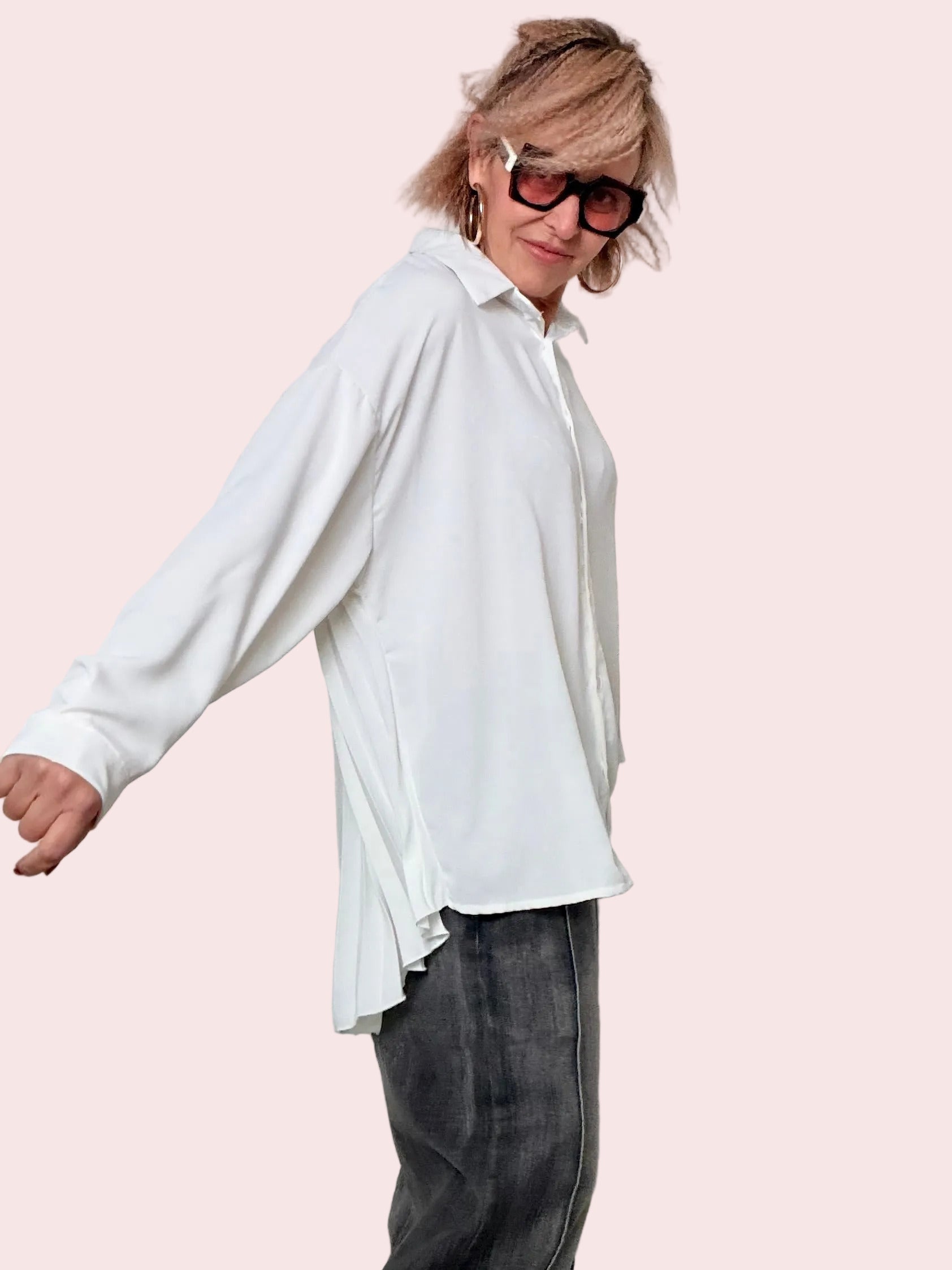 Camicia over morbida con pieghe – elegante, fluida e super femminile
