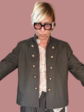 Giacca Check con Bottoni Gioiello