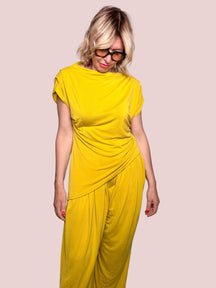 Completo Tencel Top Pipistrello + Pantalone Wide Leg