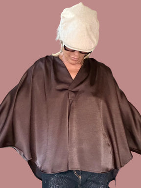 Camicia Satin Over con Manica Pipistrello