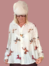 Camicia over in lyocell stampa cavalli