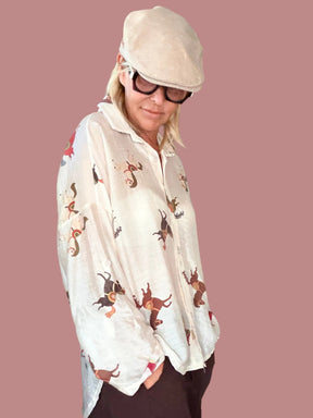 Camicia over in lyocell stampa cavalli