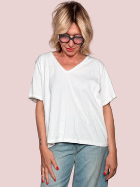Tshirt bordino perlina