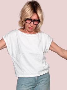 T-Shirt Girocollo Bordino Perline