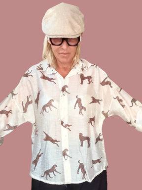 Camicia over in lyocell stampa animalier