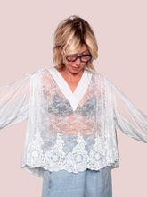 Blusa in Pizzo con Ricamo Floreale