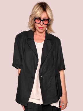 Blazer Oversize in Misto Lino – Maniche Corte Kimono