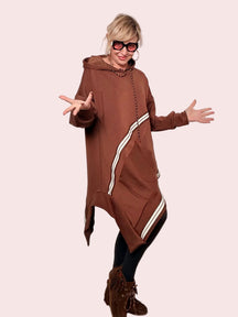 Maxi Felpa Asimmetrica con Cappuccio