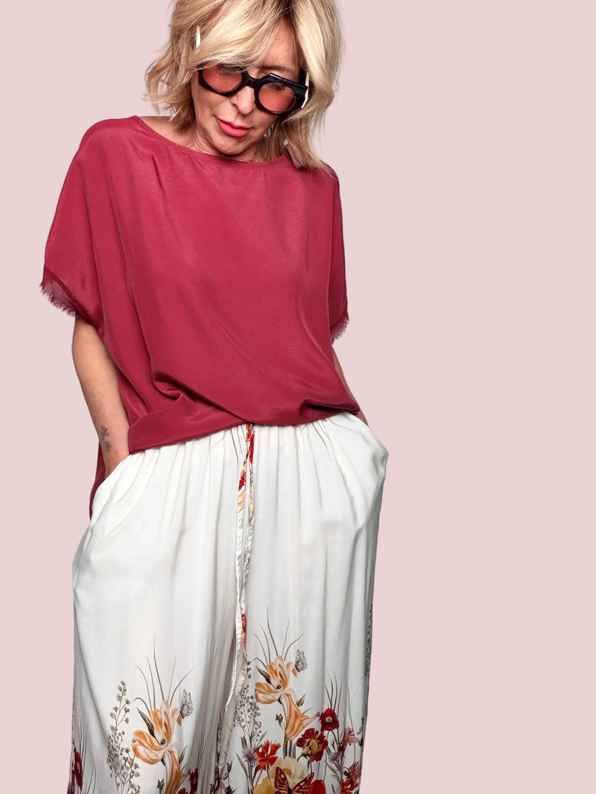 Pantalone Maxi a Stampa Floreale – Bordo Fiorito