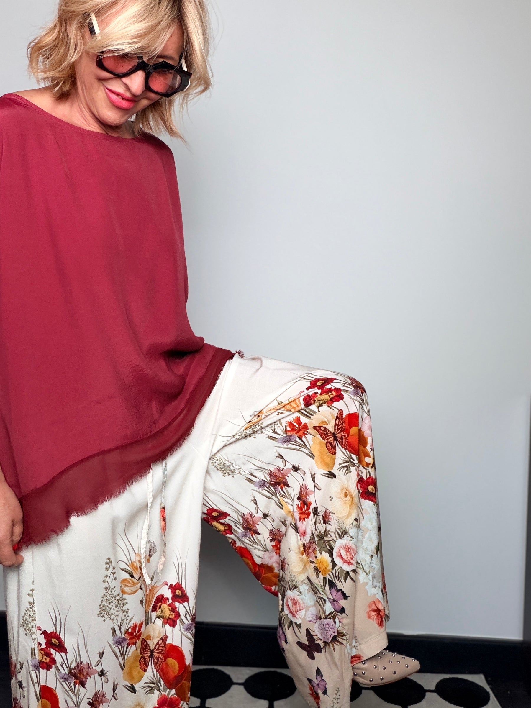 Pantalone Maxi a Stampa Floreale – Bordo Fiorito