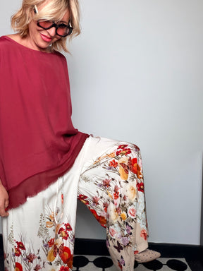Pantalone Maxi a Stampa Floreale – Bordo Fiorito