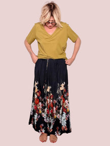 Pantalone Maxi a Stampa Floreale – Bordo Fiorito
