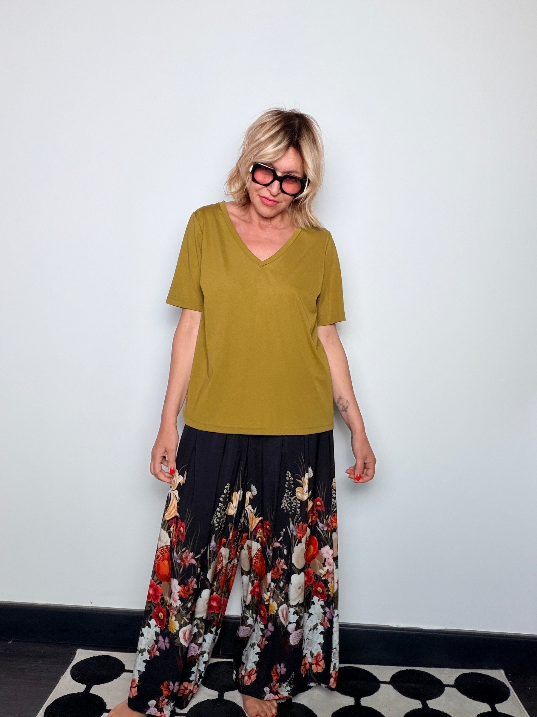 Pantalone Maxi a Stampa Floreale – Bordo Fiorito