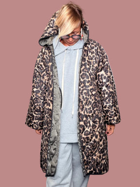 Piumino Cappuccio Leopard